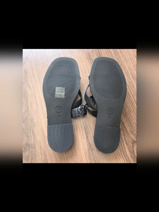 Michael Kors Black Braided Strap Slide Sandals - 8 - Picture 3 of 3